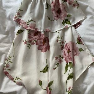 Strapless floral romper